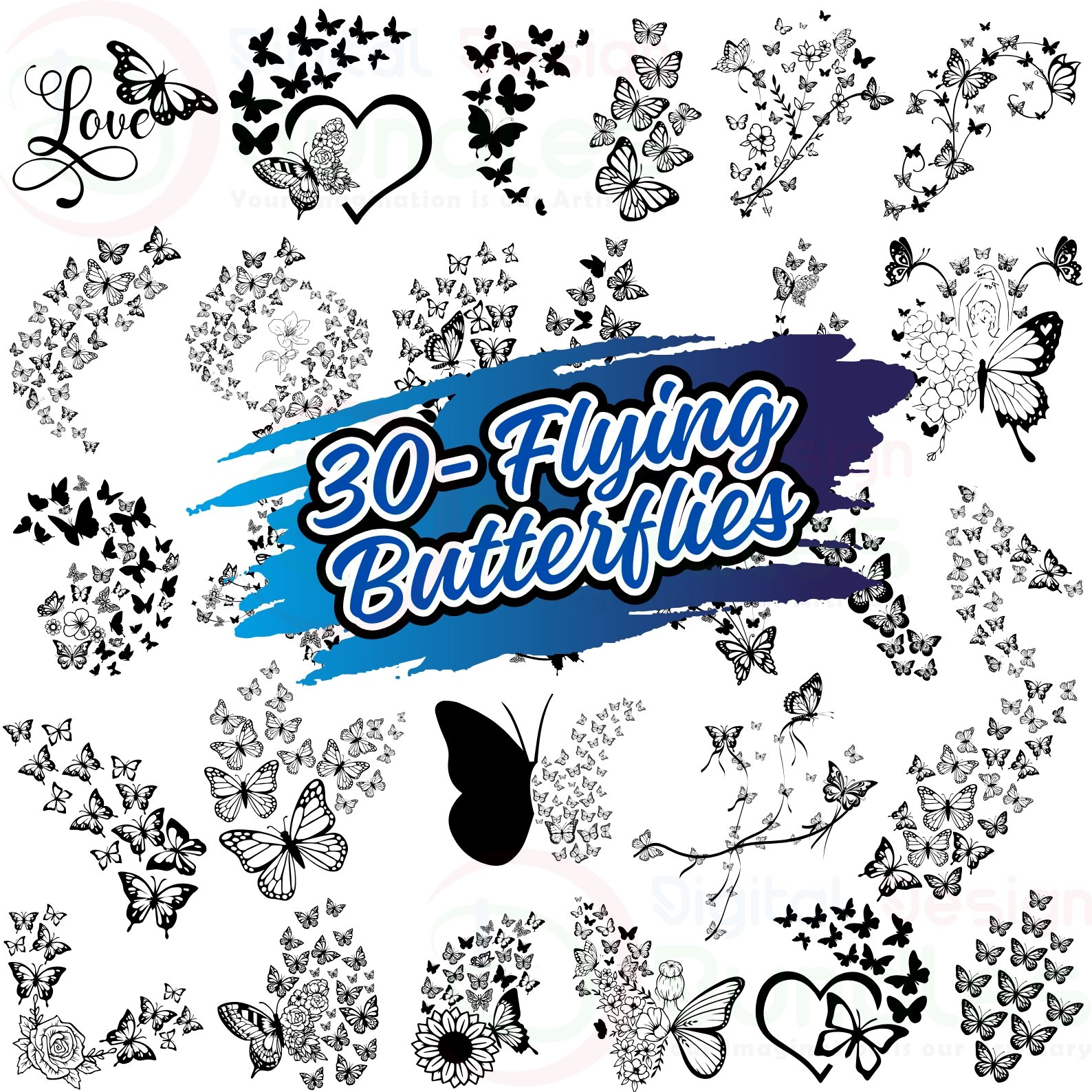 Flying Butterflies Svg- 3