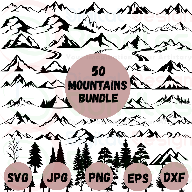 Mountain & Trees SVG