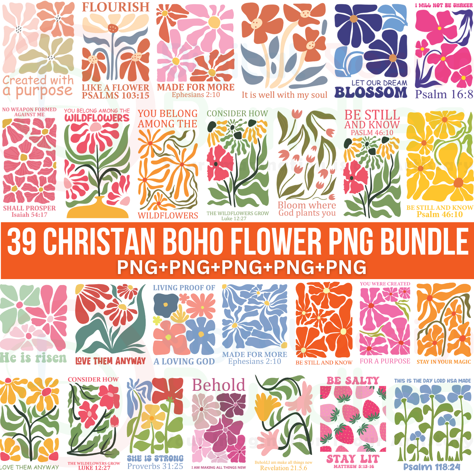 Christian Boho Flower PNG