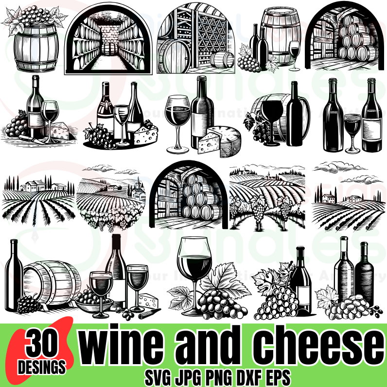 Wine and Cheese SVG