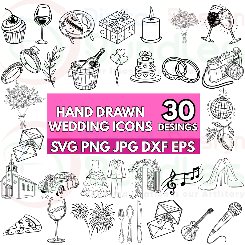 Hand Drawn Wedding Timeline Icons